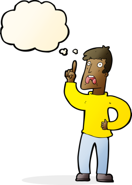 Düşünce baloncuğu şikayeti olan orijinal çizgi film adamı.