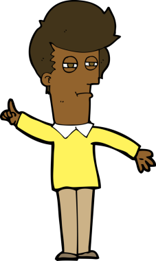 Orijinal çizgi filmci gözlerini kısıyor.