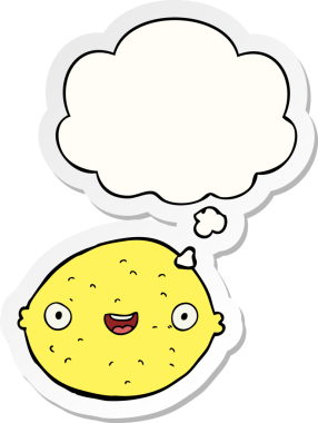 Yazılı çıkartma olarak düşünce baloncuğu olan orijinal çizgi film limonu