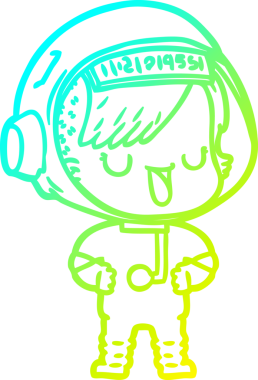 Orijinal soğuk gradyan çizgi çizimi bir astronot kadının