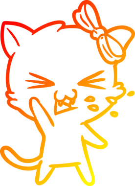 Bir çizgi film kedisinin orjinal sıcak çizgi çizimi