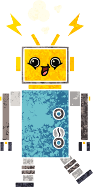 Orijinal retro illüstrasyon tarzı robot karikatürü