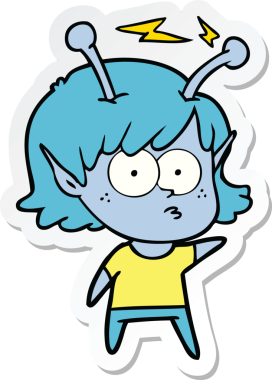 Uzaylı bir kızın orijinal çıkartması.