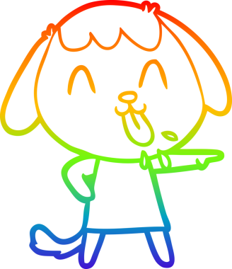 Orijinal gökkuşağı gradyan çizimi şirin bir çizgi köpek çizimi