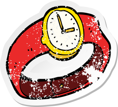 Çizgi film kol saatinin orijinal gerilimli çıkartması.