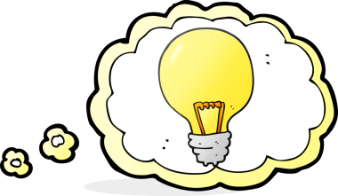 Orjinal serbest çizim düşünce balonu çizgi film ampulü