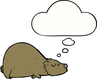 Düşünce baloncuklu orijinal çizgi film ayısı