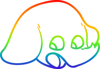 Şok olmuş bir fil suratının orijinal gökkuşağı gradyan çizimi