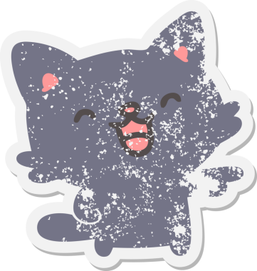 Orijinal kedi işareti ve gülen grunge çıkartması