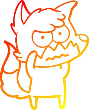 Sinirli tilki çizgi filminin orjinal sıcak çizgi çizimi