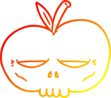 Orijinal sıcak çizgi çizgi film çizimi ürkütücü kafatası elması