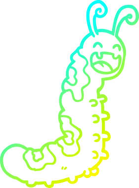 Orijinal soğuk eğimli çizgi film çizimi komik bir tırtıl