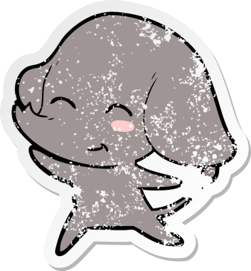 Sevimli bir filin kederli orijinal çıkartması.