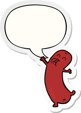 Konuşma kabarcığı yapıştırmalı orijinal çizgi film sosisi.