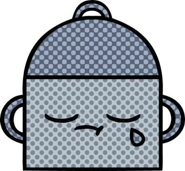 Orijinal çizgi roman tarzı yemek pişirme kabı.