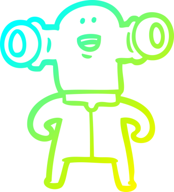 Dost canlısı bir uzaylı çizgi filminin orijinal soğuk gradyan çizimi