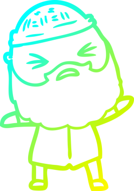 Sakallı bir çizgi film karakteri çiziyor.