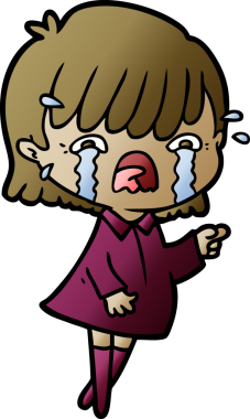 Orijinal çizgi film kızı ağlıyor.