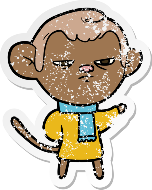 Çizgi film maymunun orijinal sıkıntılı çıkartması