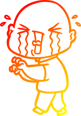 Orjinal sıcak çizgi çizgisi, ağlayan kel bir adamın çizimi.