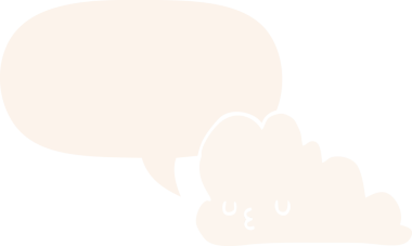 Retro tarzı konuşma baloncuğu olan orijinal şirin çizgi film bulutu