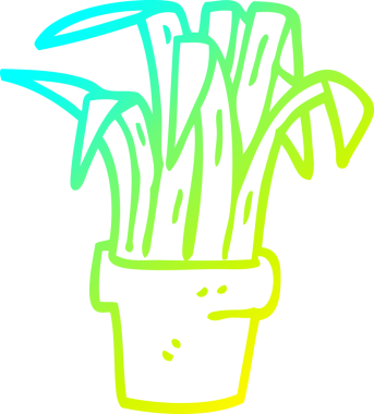 İçerideki bir karikatür bitkisinin orjinal soğuk eğimli çizimi