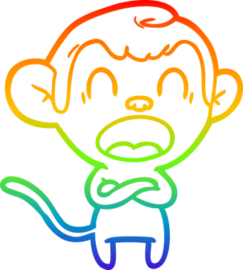 Bağıran bir çizgi maymunun orjinal gökkuşağı gradyan çizimi