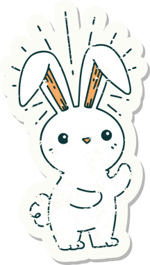 Orijinal, eski bir dövme stili. Sevimli tavşan.