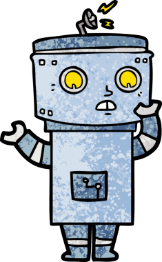 Bir insan tarafından çizilmiş orijinal çizgi film robotu