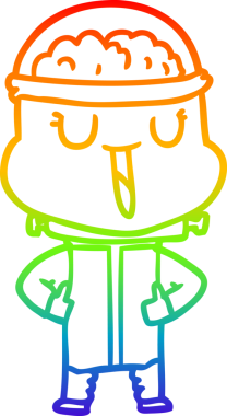 Mutlu bir çizgi film robotunun orjinal gökkuşağı gradyan çizimi