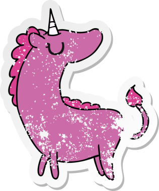 Orijinal kawaii tek boynuzlu atının serbest sticker 'ı.