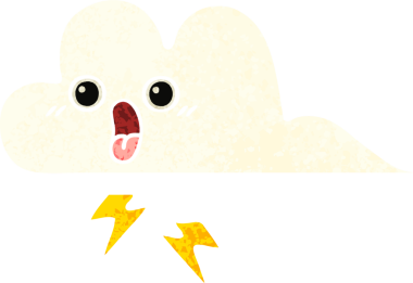 Bir fırtına bulutunun orijinal retro çizim tarzı karikatürü