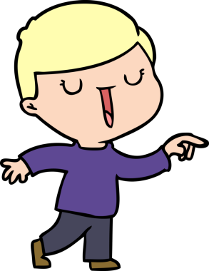 Orijinal çizgi film mutlu çocuk.