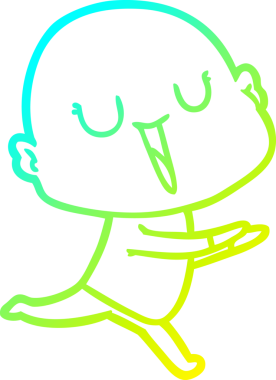 Mutlu bir çizgi film karakteri kel bir adamın orijinal soğuk gradyan çizimi