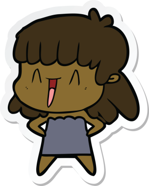 Çizgi film kadınının orijinal çıkartması.