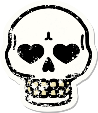 Geleneksel bir kafatası stiline sahip orijinal baskı dövmesi.