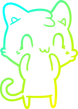 Mutlu bir çizgi film kedisinin orijinal soğuk gradyan çizimi