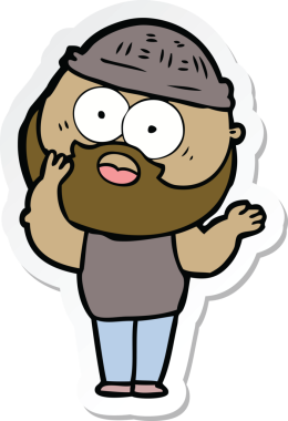 Çizgi film sakallı bir adamın orijinal çıkartması.