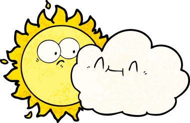 Orijinal şirin çizgi film bulutu ve güneş