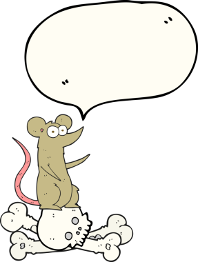 Orijinal serbest konuşma balonu, kemikler üzerine çizgi film faresi.
