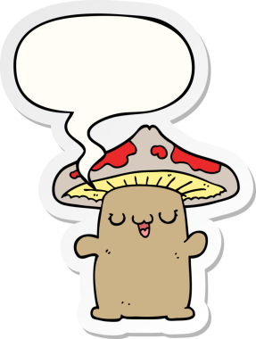 Konuşma balonu çıkartmalı orijinal mantar yaratık.