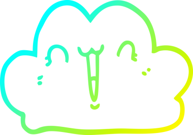 Şirin bir çizgi film bulutunun orijinal soğuk gradyan çizimi