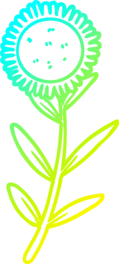 Orijinal soğuk eğim çizgisi bir ayçiçeğinin çizimi