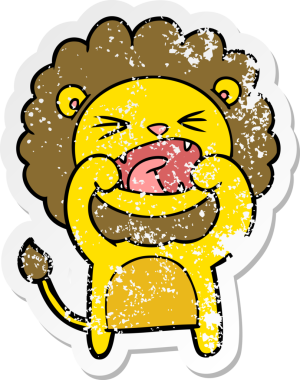 Çizgi film aslanının orijinal üzgün çıkartması.