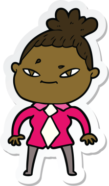 Çizgi film kadınının orijinal çıkartması.