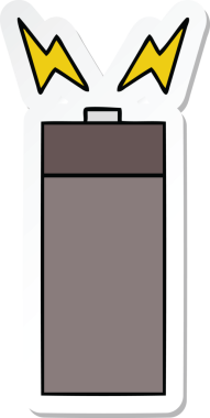 Orijinal bir çizgi film çıkartması. Eski bir pil.