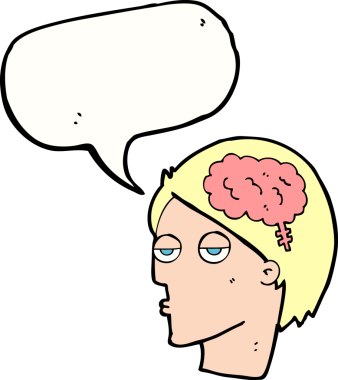 Konuşma baloncuklu beyin sembollü orijinal çizgi film başı