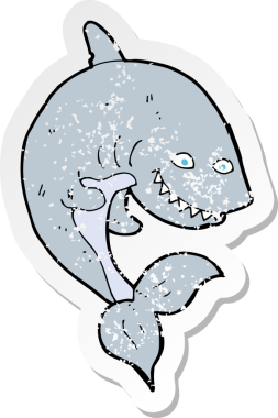 Çizgi film köpekbalığının orijinal tedirgin edilmiş çıkartması