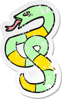 Çizgi film yılanının orijinal kederli çıkartması.