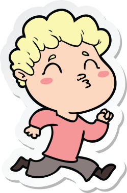 Çizgi film karakterinin orijinal çıkartması somurtuyor.